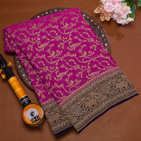 Magenta Pure Banarasi Georgette Jaal Design Saree