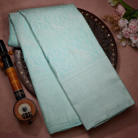 Sea Green Pure Kanjeevaram Brocade Silk Saree