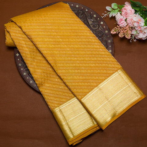 Mustard Yellow Kanjivaram Brocade Silk Saree