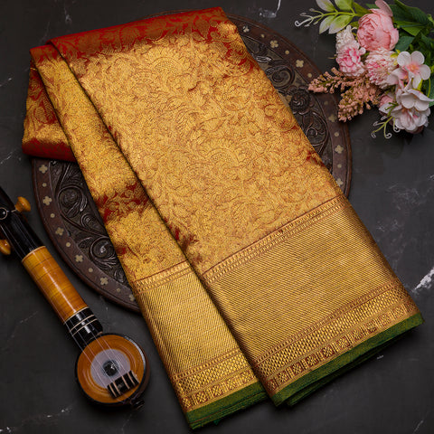 Maroon Red Kanjivaram Tissue Silk Saree