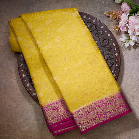 Yellow Mysore Silk Saree