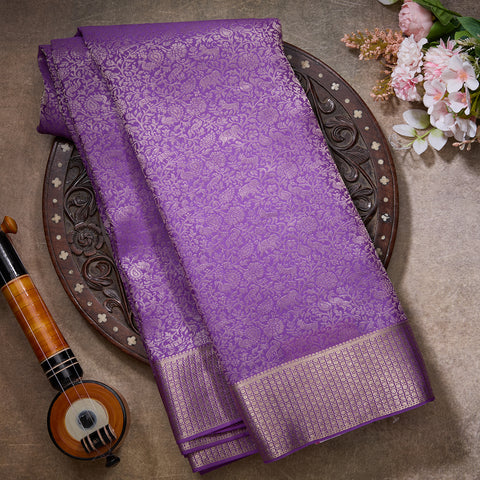 Dark Lavender Brocade Mysore Silk Saree