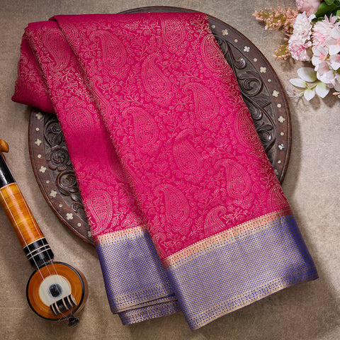 Magenta Pink Brocade Mysore Silk Saree