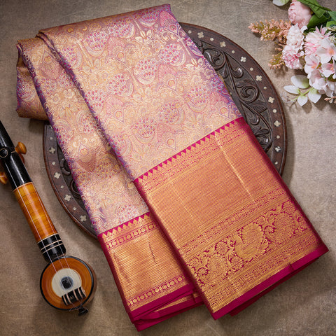 Light Lavender Tissue Pure Kanjeevaram Silk Saree