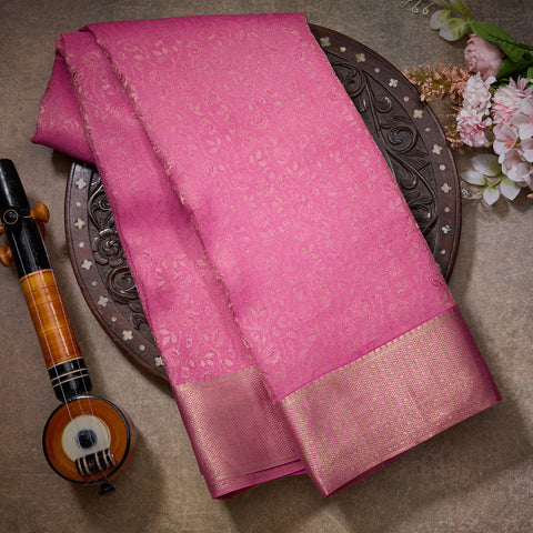 Light Pink Pure Mysore Brocade Silk Saree