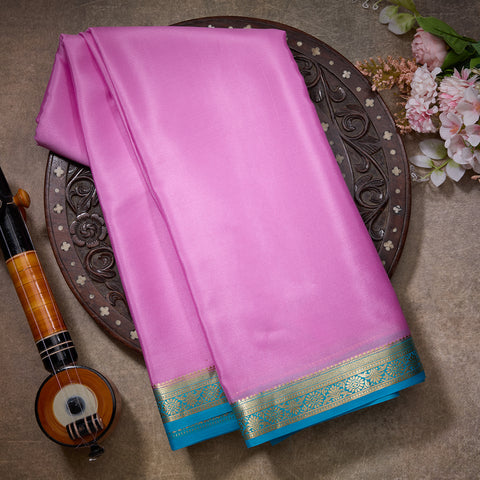 Light Pink Plain Mysore Silk Saree