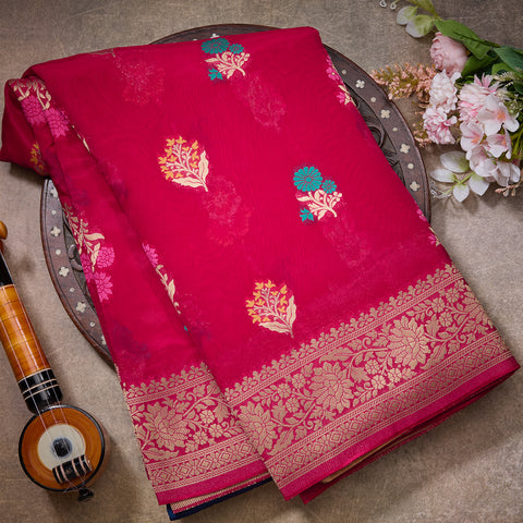 Rani Pink Banarasi Viscose Saree
