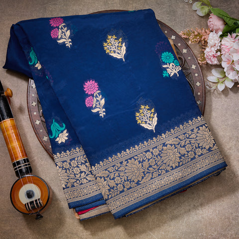 Blue Banarasi Viscose Saree