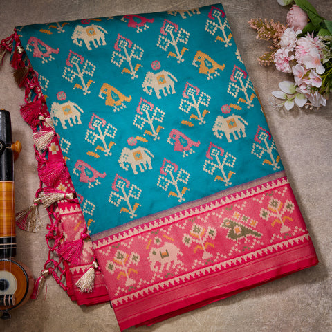 Rama Green Patola Silk Saree
