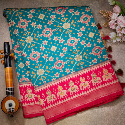 Rama Green Patola Silk Saree