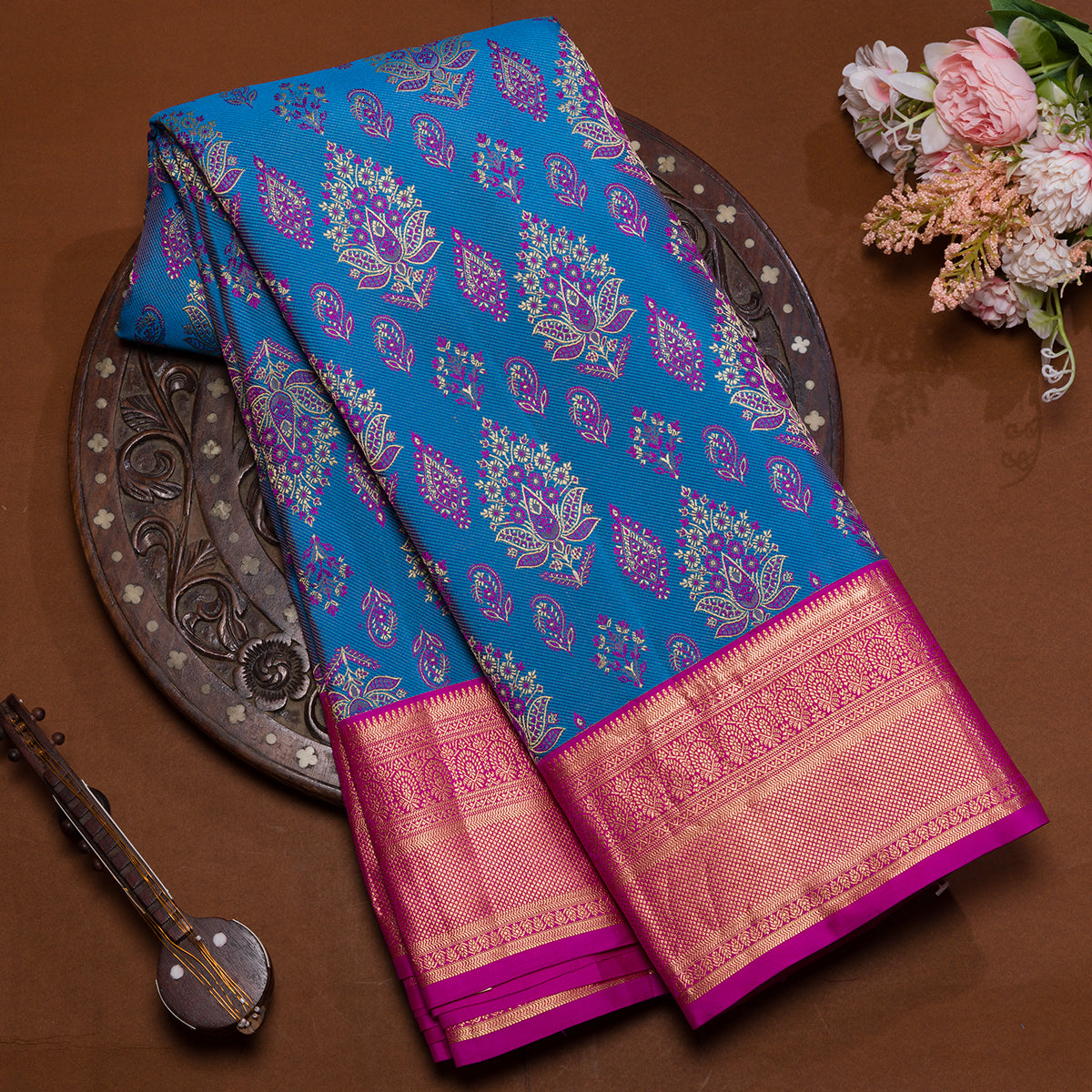 Ink Blue Kanjivaram Silk Saree Deepamsilksbangalore