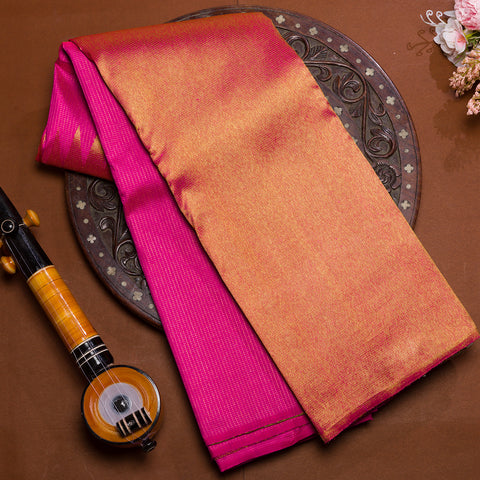 Bright magenta-pink Resin Border Kanjivaram Silk Saree