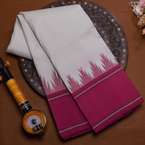 White Traditional Temple Border Kanjivaram Silk Saree