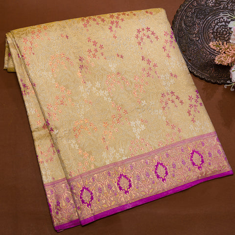 Gold Floral Design Kanjivaram Tissue Silk Saree