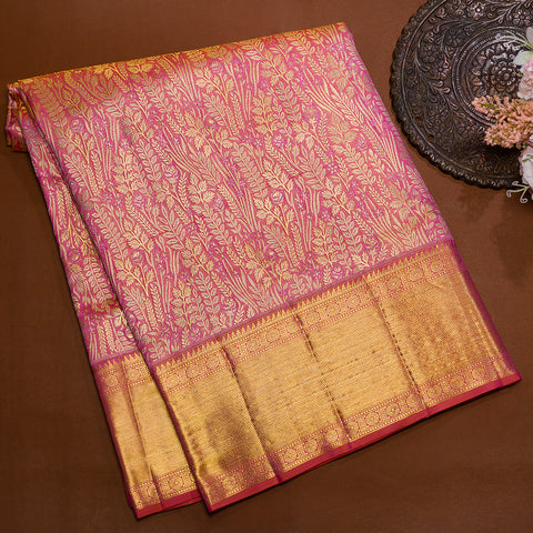 Pink Brocade Kanjivaram Tissue Silk Saree