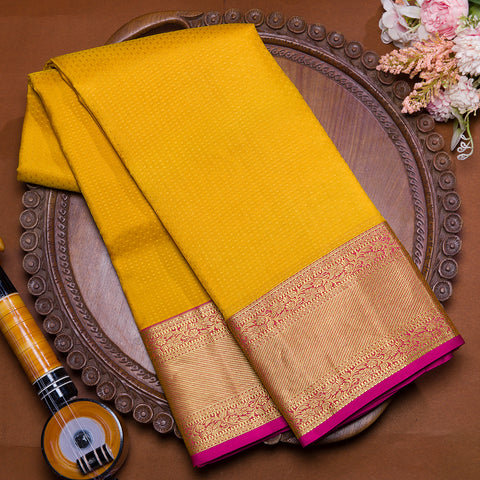 Mustard Yellow Kanjivaram Silk Saree