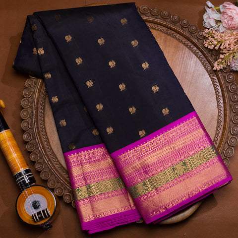 Navy Blue Kanjivaram Silk Saree
