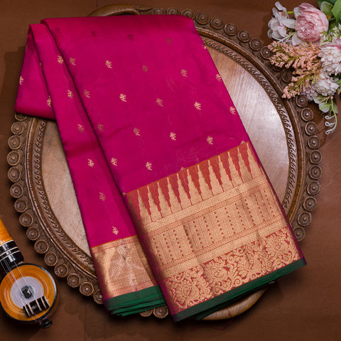 Reddish Pink Kanjivaram Silk Saree