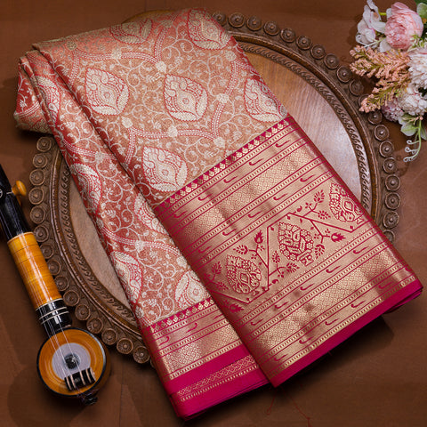 Pink Tissue Semi-Kanjivaram Silk Saree