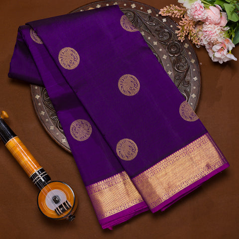 Dark purple pure silk kanjivaram traditional silk saree