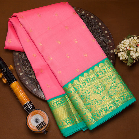 Light Pink Kanjivaram Traditional Silk Saree
