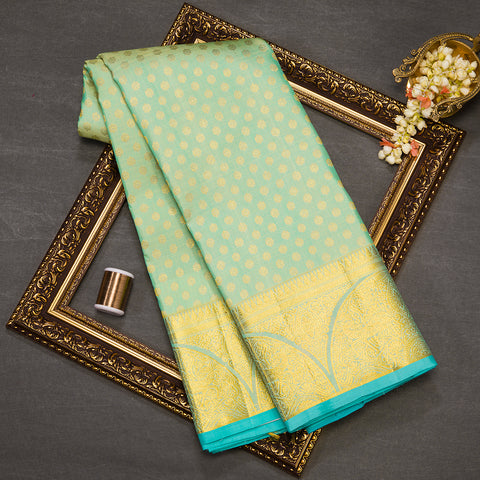 Pista Green Brocade Kanjivaram Silk Saree