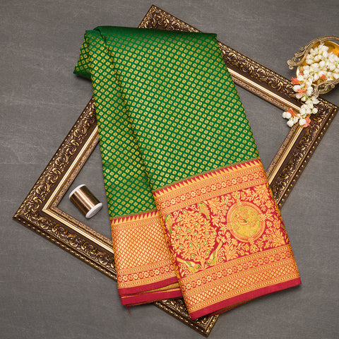 Bottle Green Brocade Kanjivaram Silk Saree