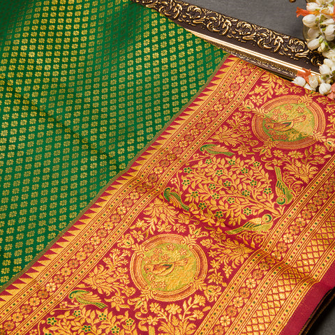 Bottle Green Brocade Kanjivaram Silk Saree