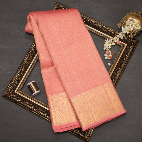 Peach Brocade Kanjivaram Silk Saree