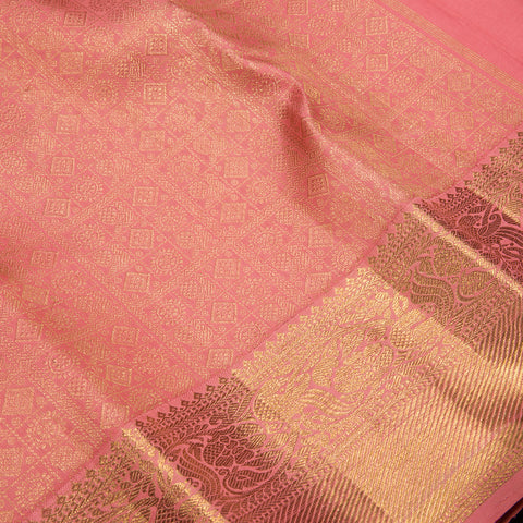 Peach Brocade Kanjivaram Silk Saree