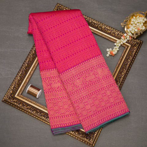 Pink Resham Brocade Kanjivaram Silk Saree