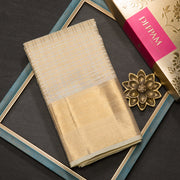 Cream Checks Kanjivaram Silk Dhothi