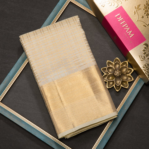 Cream Checks Kanjivaram Silk Dhothi