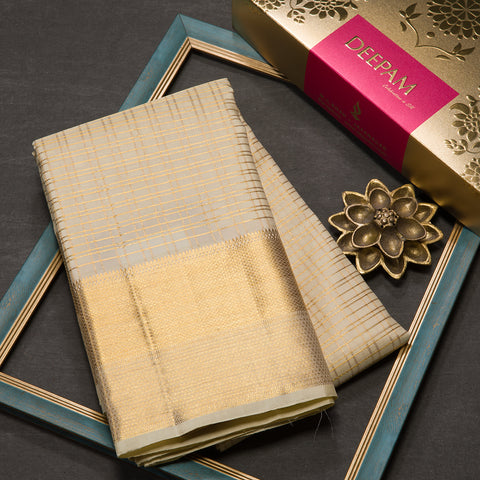 Cream Checks Kanjivaram Silk Dhothi
