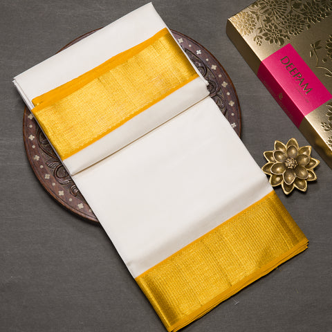 Pure White Kanjivaram Silk Dhothi