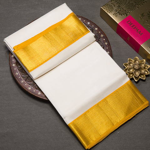 Pure White Kanjivaram Silk Dhothi
