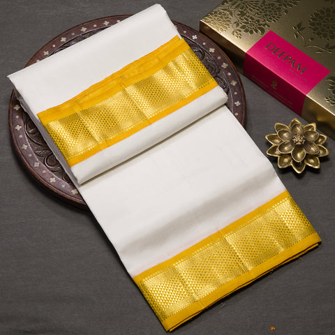 Pure White Kanjivaram Silk Dhothi