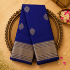 Royal Blue Kanchipuram Silk Saree with Large Gold Zari Butta & Traditional Border