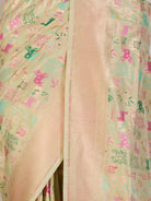 Golden Beige Banaras Georgette Saree - fabric detail