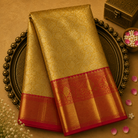 Bright Gold Kanjeevaram Tissue Silk Saree with Red-Gold Border & Red Zari Blouse