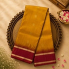 Yellow Silk Saree with Gold Zari Buttas & Red Border