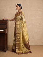 Golden Pure Kanjivaram Tissue Silk Saree - side