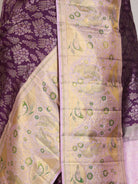 Purple Pure Kanjivaram Silk Saree - fabric detail