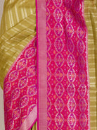 Olive Gold Patola Silk Saree - fabric detail