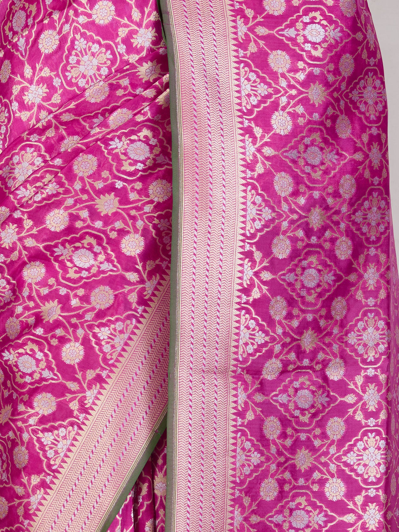 Magenta Pink Pure Kanjivaram Silk Saree - fabric detail