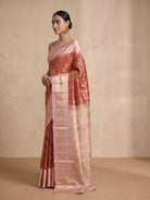 Red Pure Kanjivaram Tissue Silk Saree - side standing