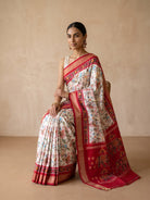 Ivory Pure Kanchivaram Silk Saree - seated pallu detail