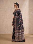 Black Banaras Georgette Saree - side standing