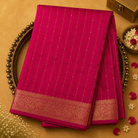 Tomato Red Banarasi Silk Saree with Sequins & Gold Zari Border
