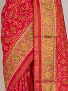 Red Ikat Silk Saree - fabric detail
